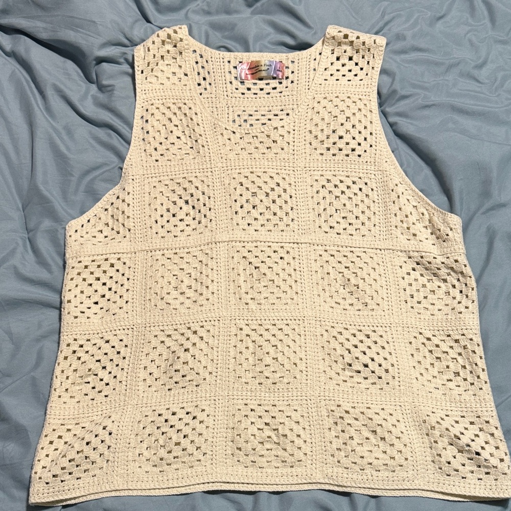 Abercrombie & Fitch Cream Crochet Tank Top